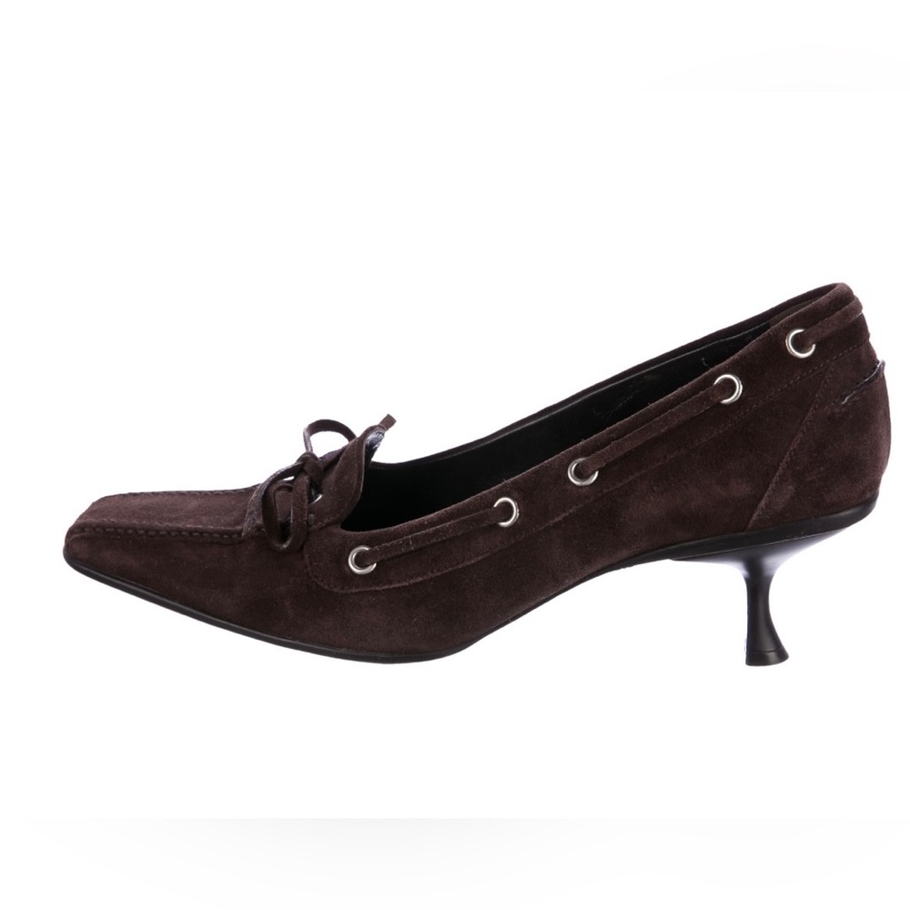 Prada brown suede kitten heel 37 1/2